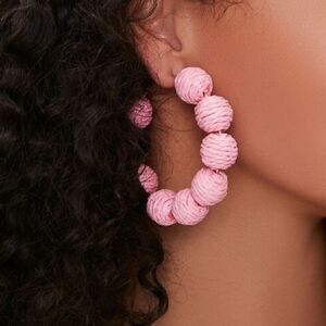 Boho Pink straw ball hoops